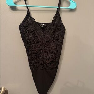Fashion Nova Black Lace Bodysuit